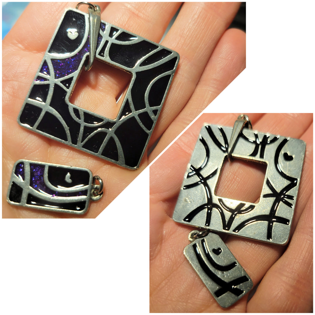 KIT of Parts - SQUARE "JULIE" - BLACK&PURPLE GLITTER / BLACK