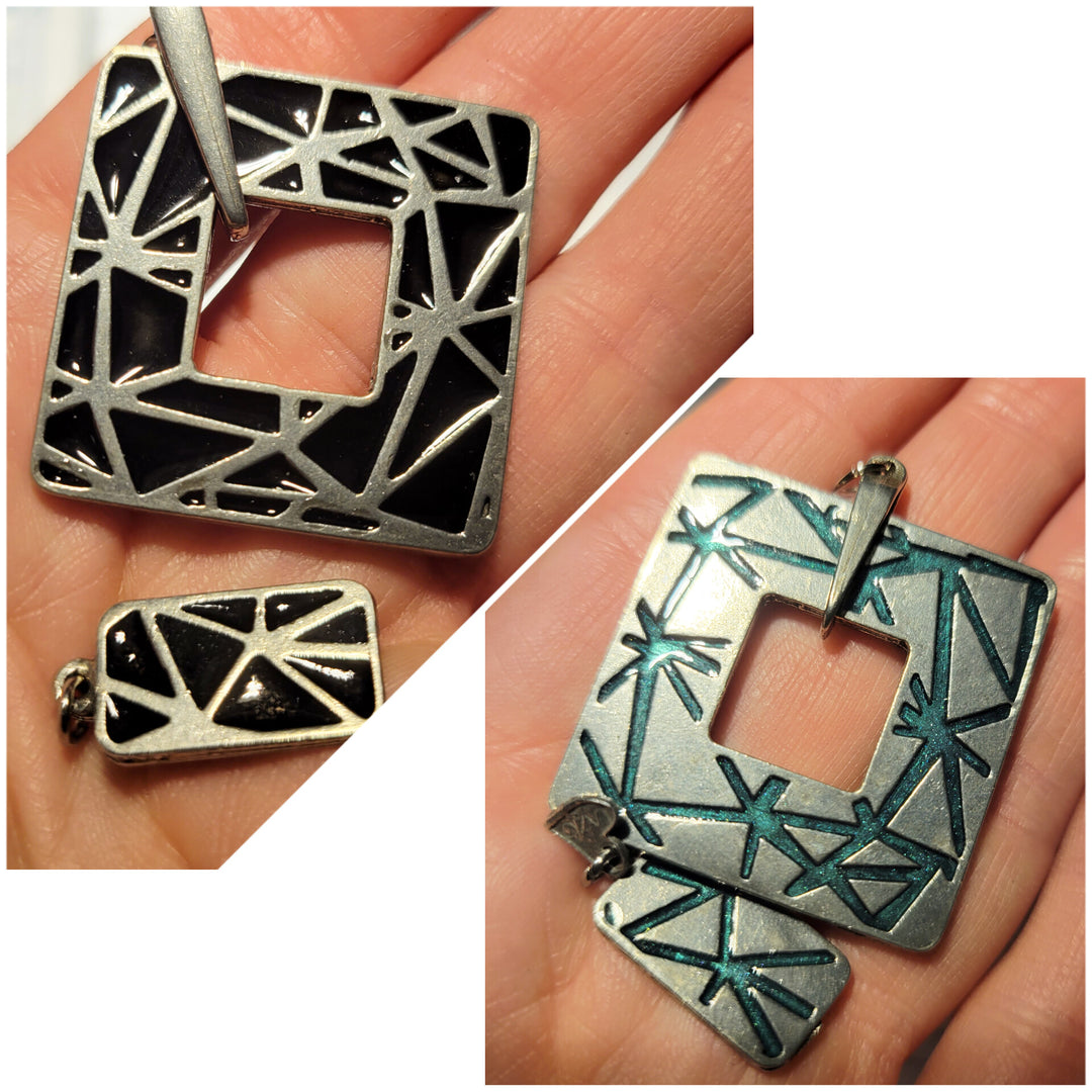 KIT of Parts - SQUARE "TANGRAM" - BLACK / TURQUOISE