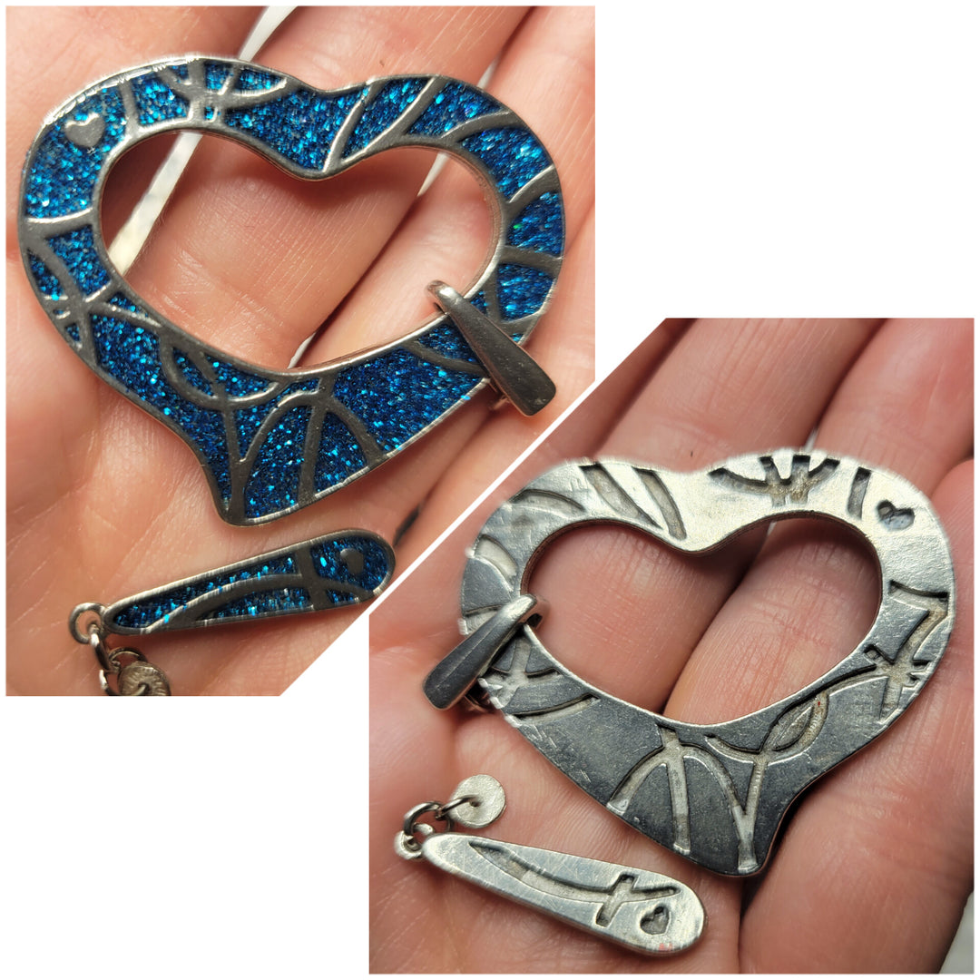 KIT of Parts - HEART "JULIE" - CYAN GLITTERS