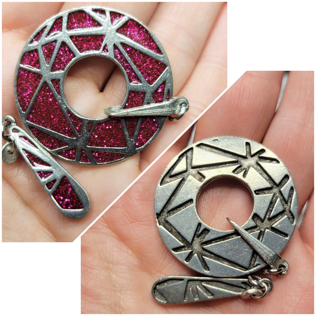 KIT of Parts - ROUND "TANGRAM" - PINK GLITTERS