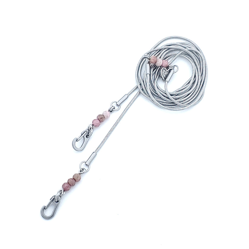CHAIN - 38in - STONES - rose Quartz 3x 4x3mm