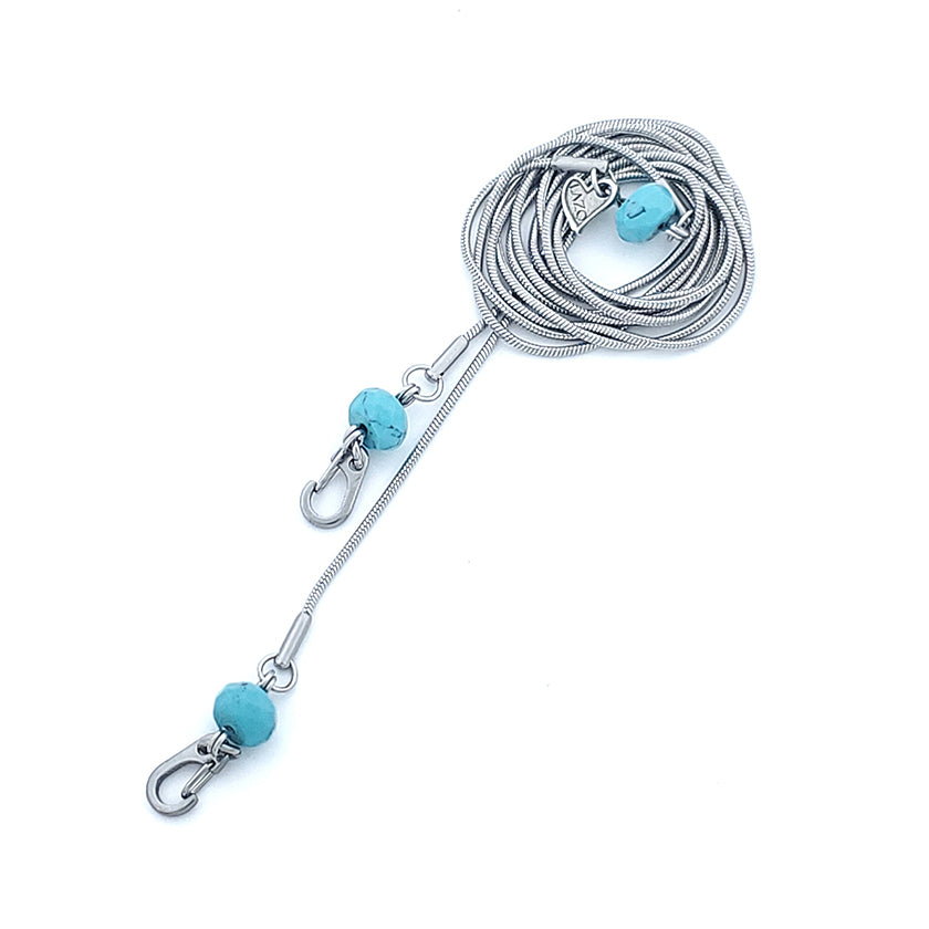 CHAIN - 38in - STONES - Turquoize 8x4mm
