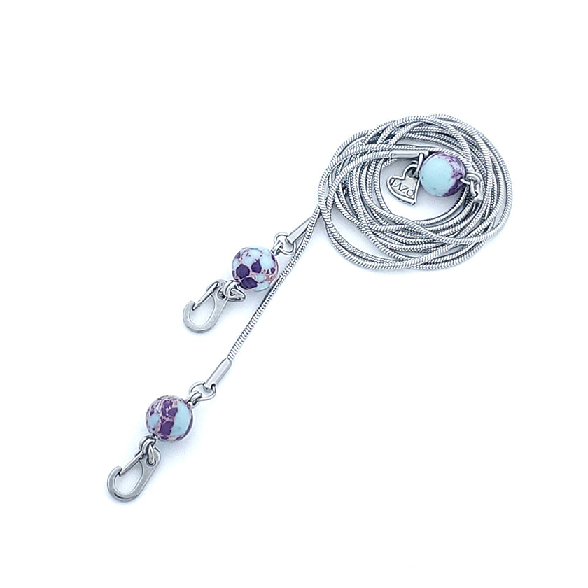 CHAIN - 38in - STONES - Purple Turquoise 8mm