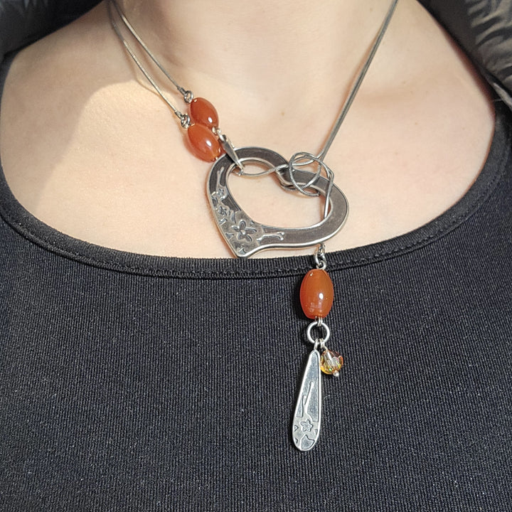 LARIAT 36 po - "Coeur Oxydé" - Argent Sterling